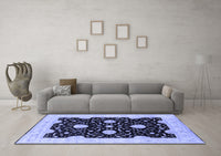 Machine Washable Oriental Blue Traditional Rug, wshurb1340blu