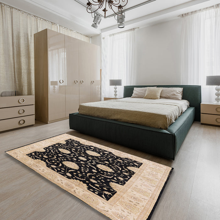 Machine Washable Industrial Modern Pastel Orange Rug in a Bedroom, wshurb1340