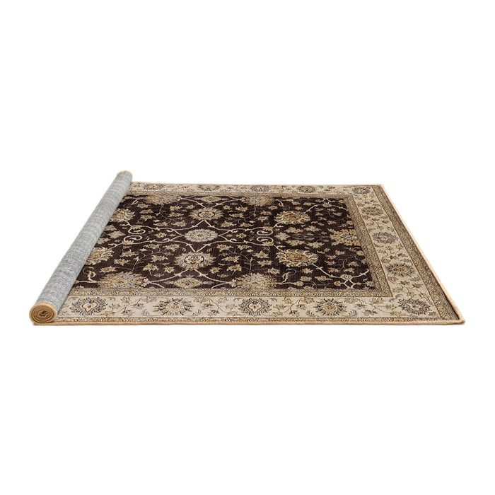 Sideview of Machine Washable Industrial Modern Bakers Brown Rug, wshurb1341