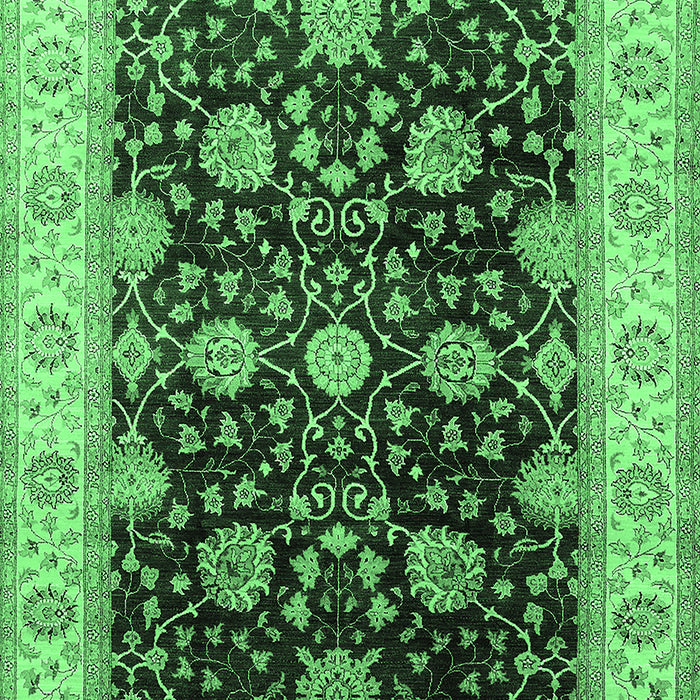 Machine Washable Oriental Emerald Green Traditional Area Rugs, wshurb1341emgrn