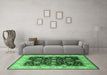 Machine Washable Oriental Emerald Green Traditional Area Rugs in a Living Room,, wshurb1341emgrn