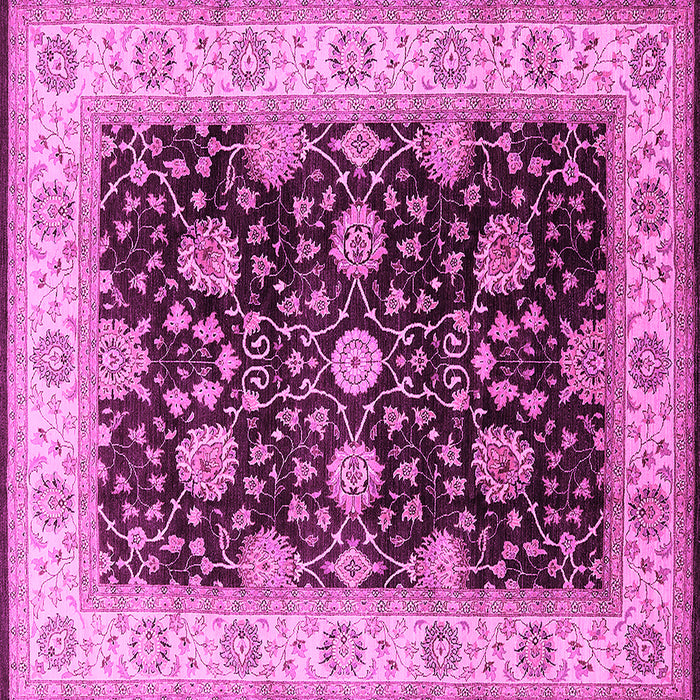 Square Machine Washable Oriental Pink Traditional Rug, wshurb1341pnk