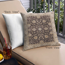 Front View of Mid-Century Modern Urban Square Bakers Brown Throw Pillow, 18 inch by 18 inch, pwurb1341