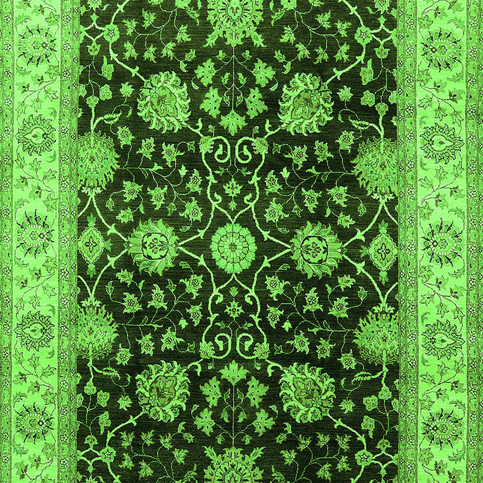 Machine Washable Oriental Green Traditional Area Rugs, wshurb1341grn