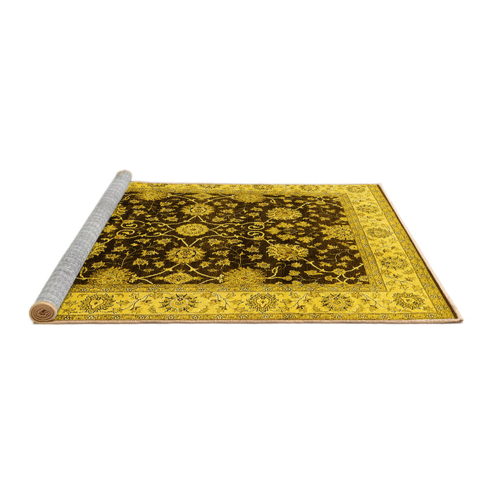 Sideview of Machine Washable Oriental Yellow Traditional Rug, wshurb1341yw