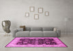 Machine Washable Oriental Pink Traditional Rug in a Living Room, wshurb1341pnk