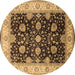 Round Oriental Brown Traditional Rug, urb1341brn