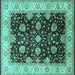 Square Machine Washable Oriental Turquoise Traditional Area Rugs, wshurb1341turq