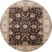 Round Mid-Century Modern Bakers Brown Oriental Rug, urb1341