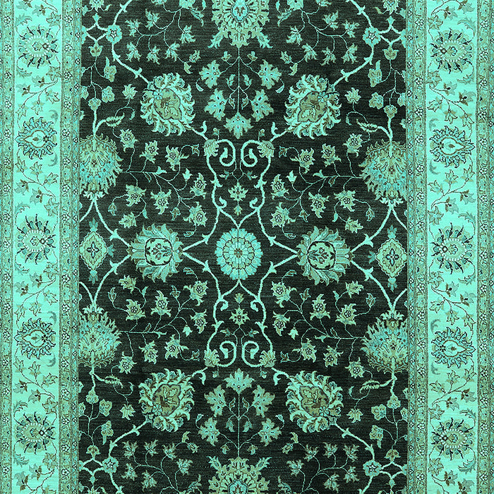 Machine Washable Oriental Turquoise Traditional Area Rugs, wshurb1341turq