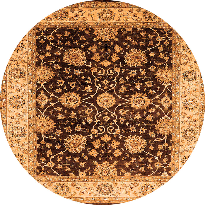 Round Oriental Orange Traditional Rug, urb1341org