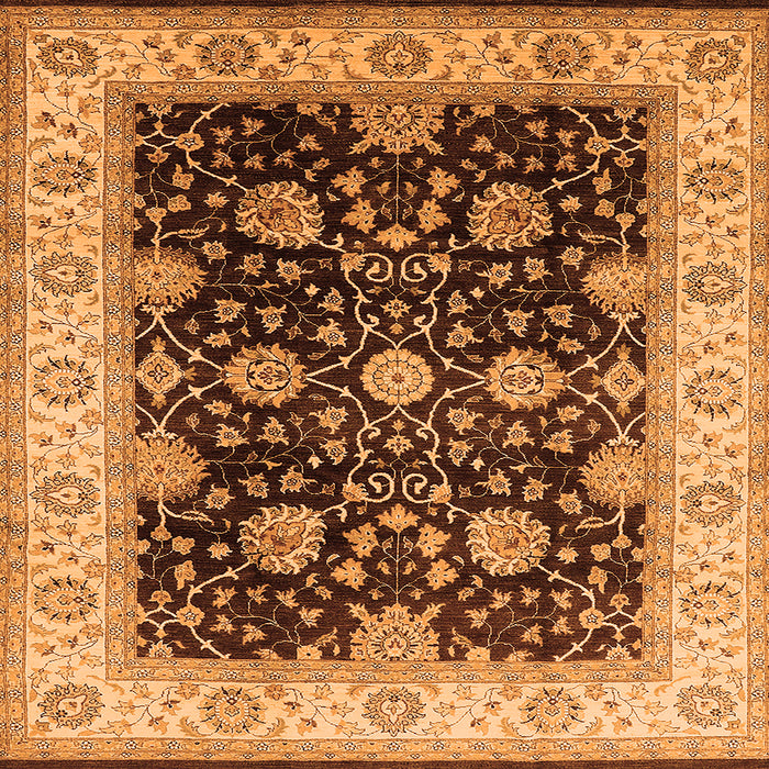 Square Machine Washable Oriental Orange Traditional Area Rugs, wshurb1341org