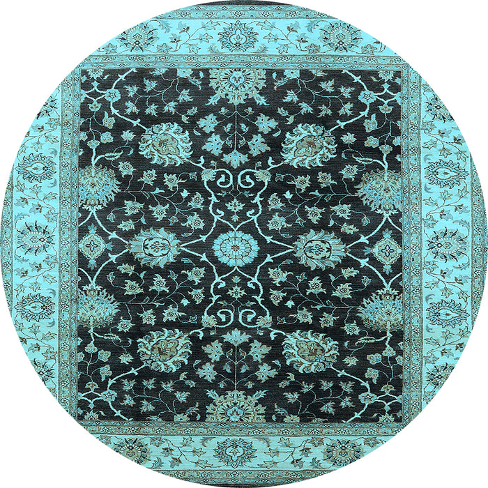 Round Oriental Light Blue Traditional Rug, urb1341lblu