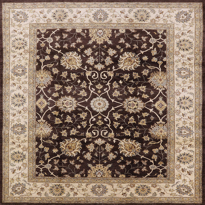 Square Mid-Century Modern Bakers Brown Oriental Rug, urb1341