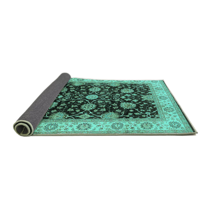 Sideview of Oriental Turquoise Traditional Rug, urb1341turq