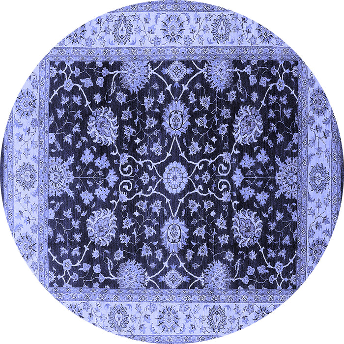 Round Oriental Blue Traditional Rug, urb1341blu