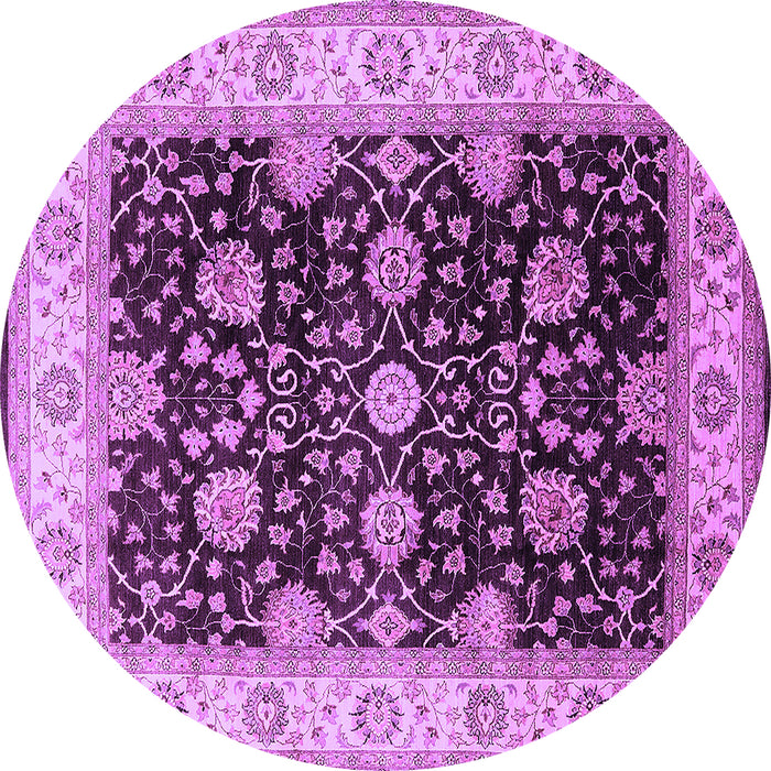 Round Oriental Purple Traditional Rug, urb1341pur