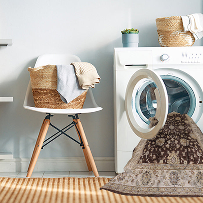 Machine Washable Industrial Modern Bakers Brown Rug in a Washing Machine, wshurb1341