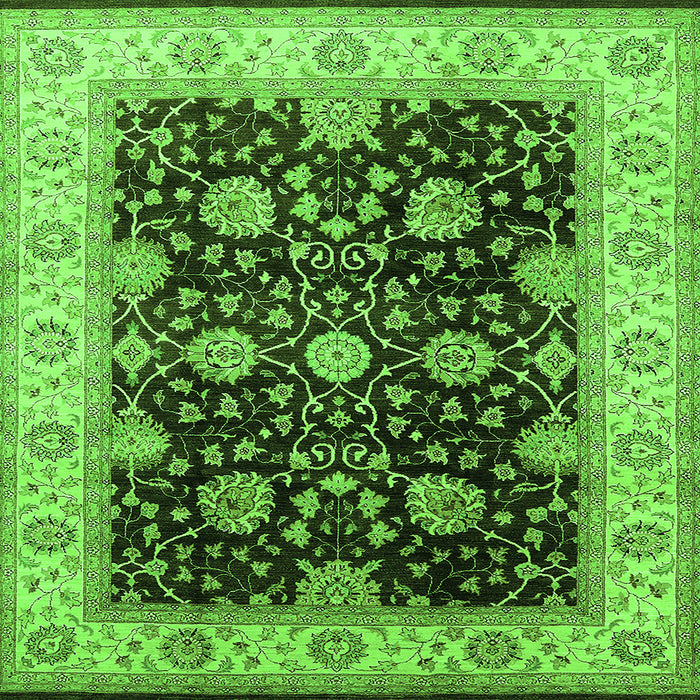Square Oriental Green Traditional Rug, urb1341grn