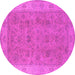 Round Machine Washable Oriental Pink Traditional Rug, wshurb1342pnk