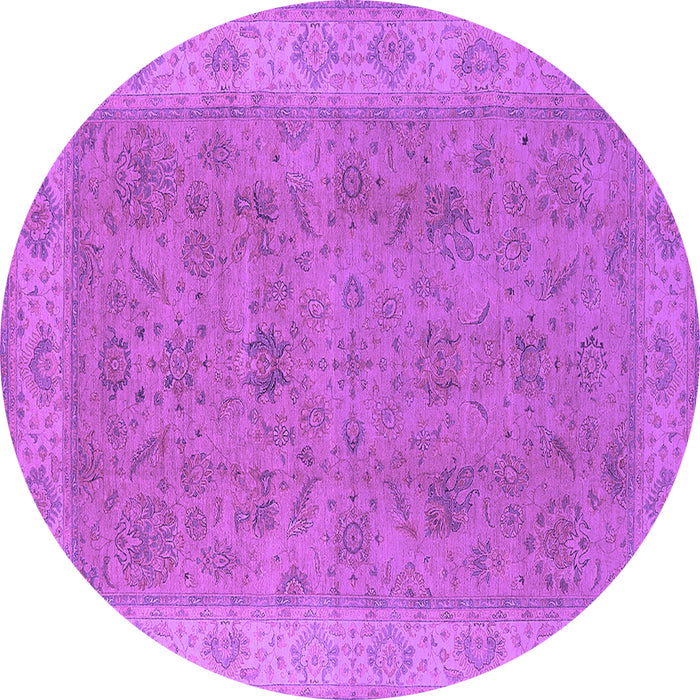 Round Oriental Purple Traditional Rug, urb1342pur
