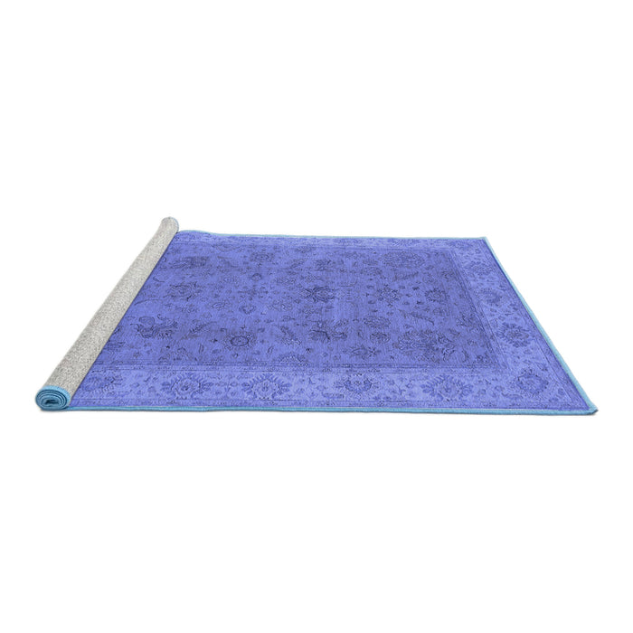 Sideview of Machine Washable Oriental Blue Traditional Rug, wshurb1342blu