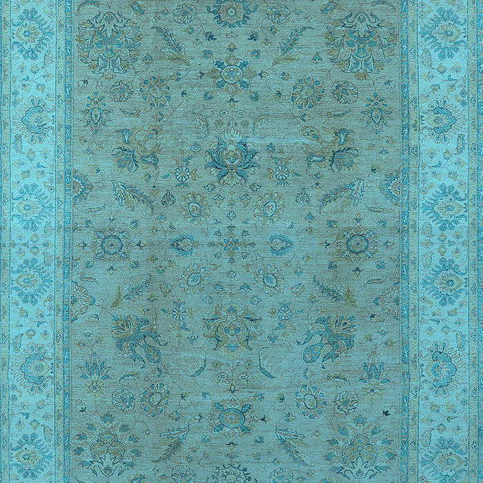 Machine Washable Oriental Light Blue Traditional Rug, wshurb1342lblu