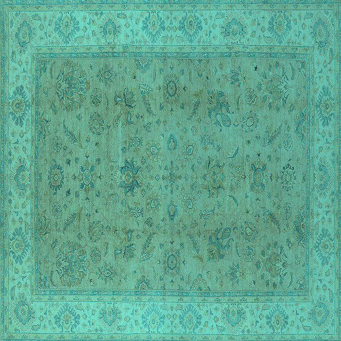 Square Oriental Turquoise Traditional Rug, urb1342turq