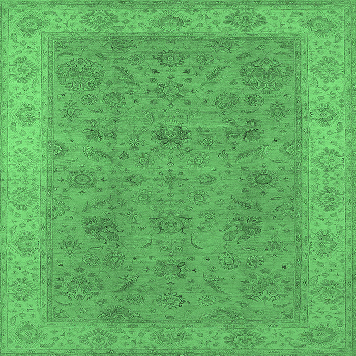 Square Oriental Emerald Green Traditional Rug, urb1342emgrn