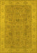 Machine Washable Oriental Yellow Traditional Rug, wshurb1342yw