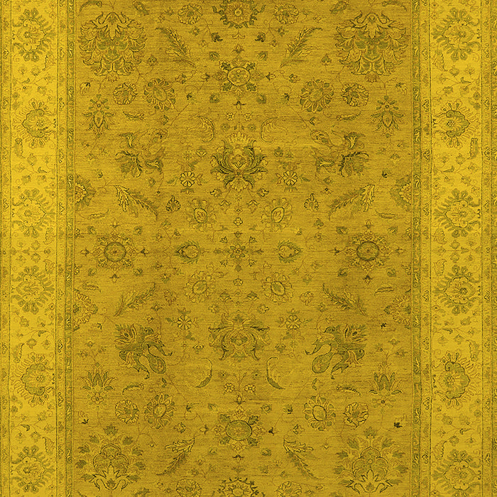 Machine Washable Oriental Yellow Traditional Rug, wshurb1342yw