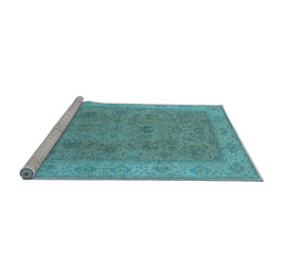 Sideview of Machine Washable Oriental Light Blue Traditional Rug, wshurb1342lblu