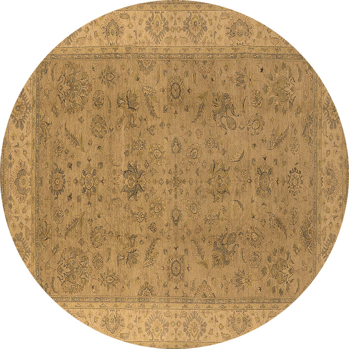 Round Oriental Brown Traditional Rug, urb1342brn