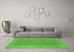 Machine Washable Oriental Green Traditional Area Rugs in a Living Room,, wshurb1342grn