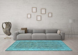 Machine Washable Oriental Light Blue Traditional Rug in a Living Room, wshurb1342lblu