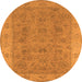 Round Machine Washable Oriental Orange Traditional Area Rugs, wshurb1342org