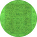 Round Oriental Green Traditional Rug, urb1342grn