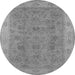 Round Machine Washable Oriental Gray Traditional Rug, wshurb1342gry