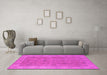 Machine Washable Oriental Pink Traditional Rug in a Living Room, wshurb1342pnk