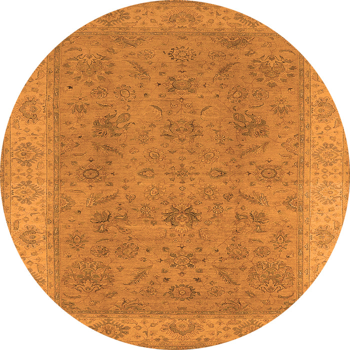 Round Oriental Orange Traditional Rug, urb1342org