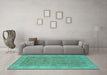 Machine Washable Oriental Turquoise Traditional Area Rugs in a Living Room,, wshurb1342turq