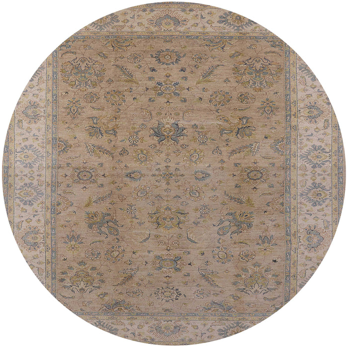 Round Machine Washable Industrial Modern Dark Almond Brown Rug, wshurb1342