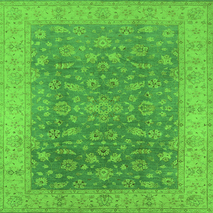 Square Machine Washable Oriental Green Traditional Area Rugs, wshurb1343grn