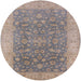 Round Machine Washable Industrial Modern Mauve Taupe Purple Rug, wshurb1343