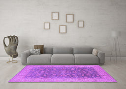 Machine Washable Oriental Purple Traditional Area Rugs in a Living Room, wshurb1343pur