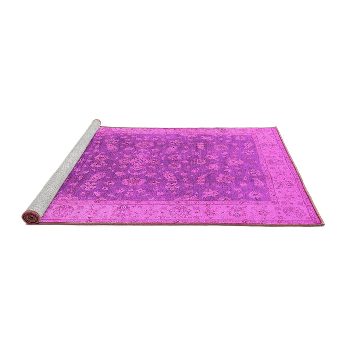 Sideview of Machine Washable Oriental Pink Traditional Rug, wshurb1343pnk