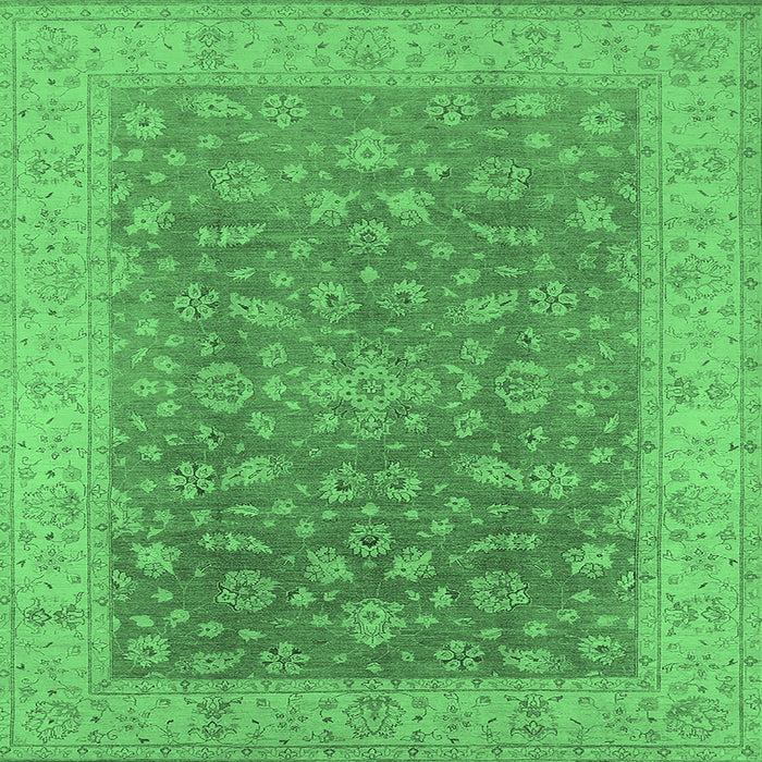 Square Machine Washable Oriental Emerald Green Traditional Area Rugs, wshurb1343emgrn