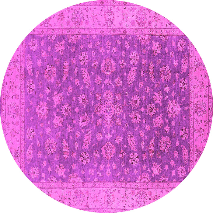 Round Machine Washable Oriental Pink Traditional Rug, wshurb1343pnk