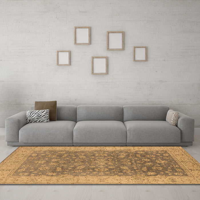 Machine Washable Oriental Brown Traditional Rug in a Living Room,, wshurb1343brn