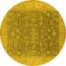 Round Oriental Yellow Traditional Rug, urb1343yw